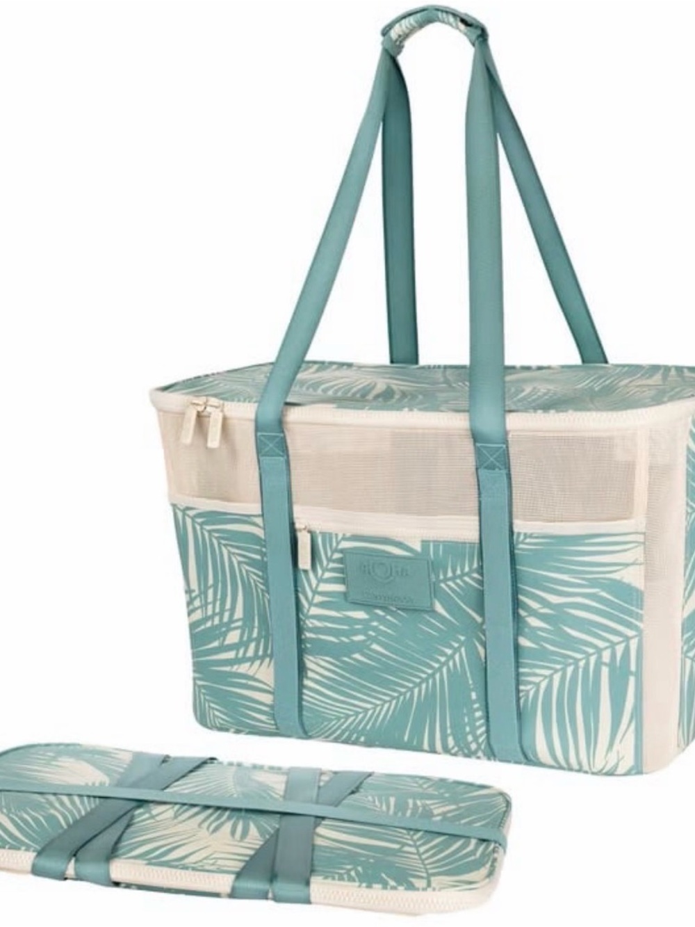 ALOHA Collection Mint Palm-Print Tote Cooler viral light turquoise nwt